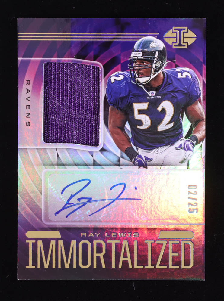 Ray Lewis 2020 Panini Illusions Immortalized Jersey Autographs #38 #02/25 at PristineAuction.com Ray Lewis 2020 Panini Illusions Immortalized Jersey Autographs #38 #02/25 at PristineAuction.com