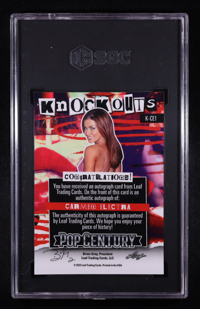 Carmen Electra 2023 Leaf Pop Century Metal Knockouts Autographs Wave Blue #KCE1 #02/15 (SGC 10) at PristineAuction.com Carmen Electra 2023 Leaf Pop Century Metal Knockouts Autographs Wave Blue #KCE1 #02/15 (SGC 10) at PristineAuction.com