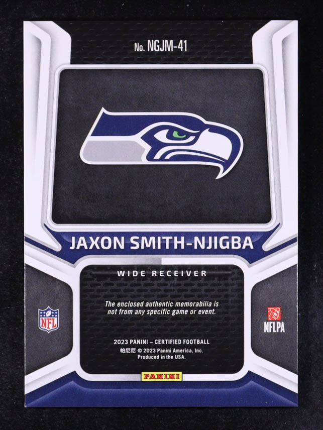 Jaxon Smith-Njigba 2023 Certified New Generation Jerseys Mirror Teal #41 #02/50 at PristineAuction.com Jaxon Smith-Njigba 2023 Certified New Generation Jerseys Mirror Teal #41 #02/50 at PristineAuction.com