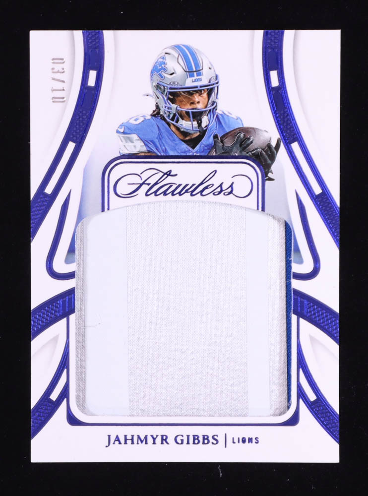 Jahmyr Gibbs 2024 Panini Flawless Patches Sapphire #10 #03/10 at PristineAuction.com Jahmyr Gibbs 2024 Panini Flawless Patches Sapphire #10 #03/10 at PristineAuction.com