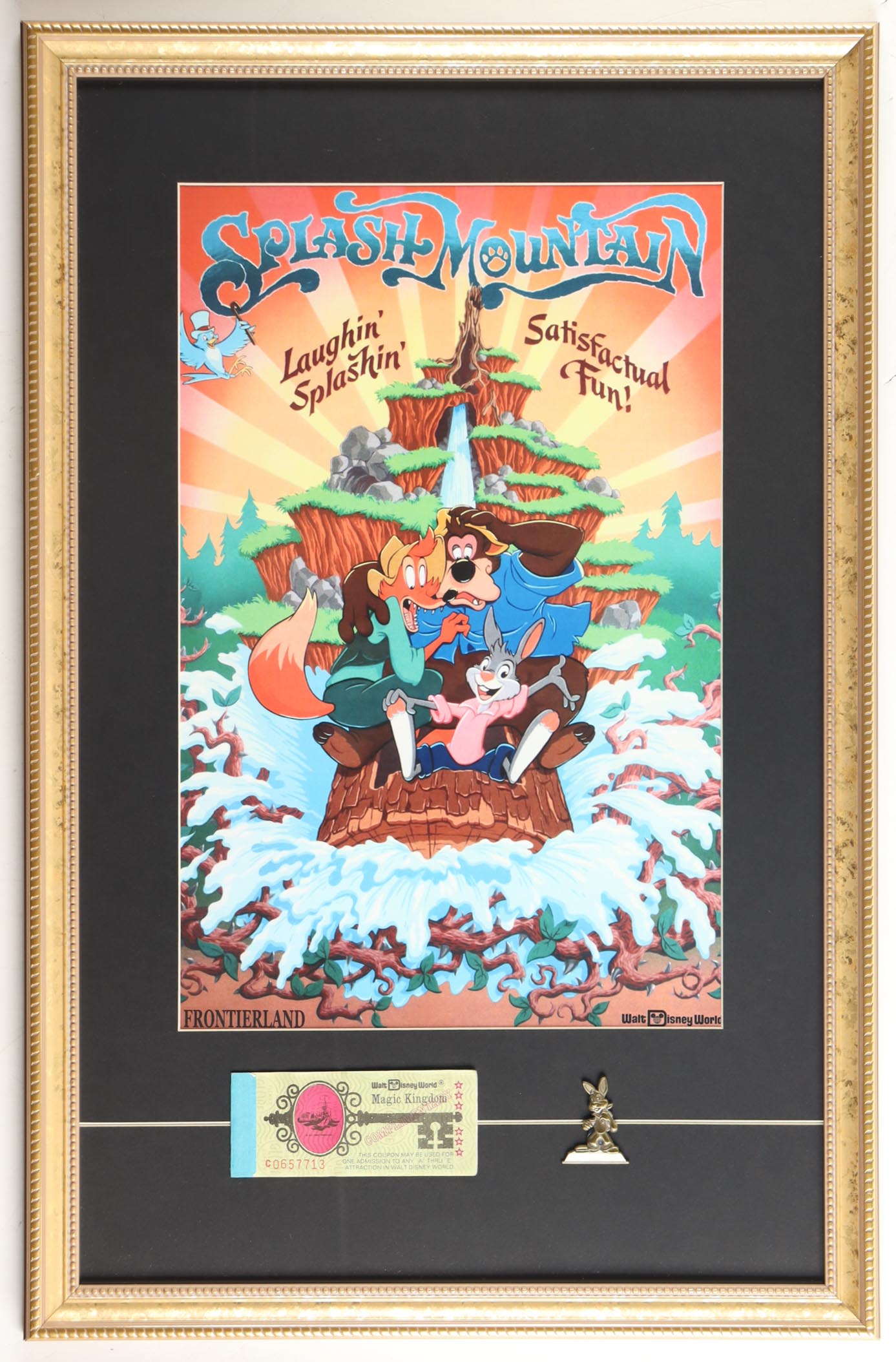 Disney's "Splash Mountain" Custom Framed Art Print Display with B'rer Rabbit Pin & Ticket Book at PristineAuction.com Disney's "Splash Mountain" Custom Framed Art Print Display with B'rer Rabbit Pin & Ticket Book at PristineAuction.com