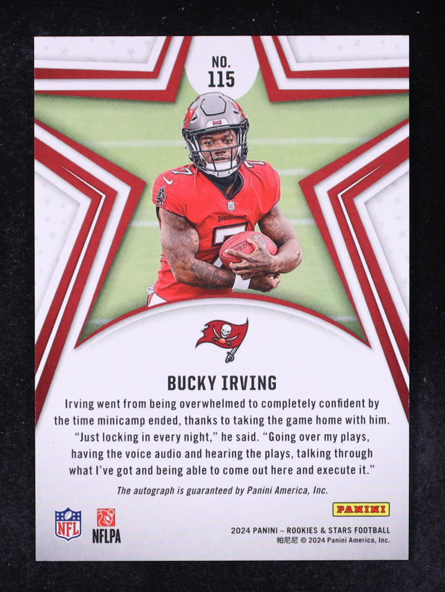 Bucky Irving 2024 Rookies and Stars Signatures #115 #053/299 RC at PristineAuction.com Bucky Irving 2024 Rookies and Stars Signatures #115 #053/299 RC at PristineAuction.com