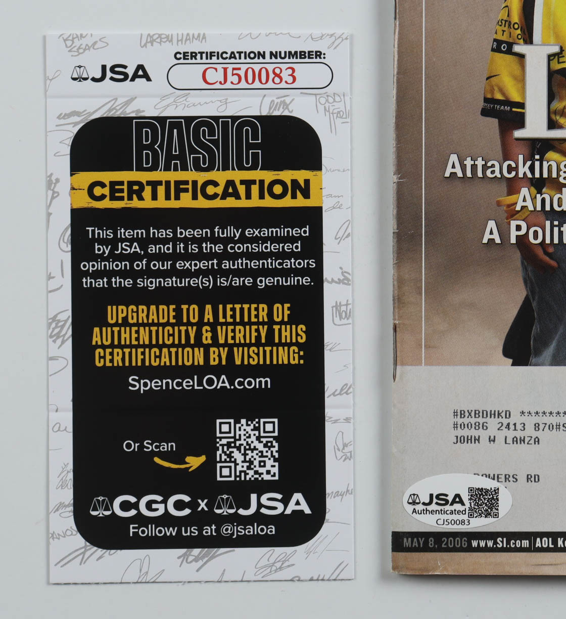 Lance Armstrong Signed 2006 Sports Illustrated Magazine (JSA) at PristineAuction.com Lance Armstrong Signed 2006 Sports Illustrated Magazine (JSA) at PristineAuction.com