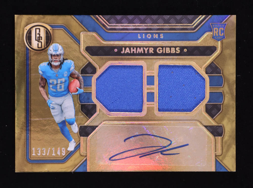 Jahmyr Gibbs 2023 Panini Gold Standard #251 JSY AU RC #133/149 at PristineAuction.com Jahmyr Gibbs 2023 Panini Gold Standard #251 JSY AU RC #133/149 at PristineAuction.com