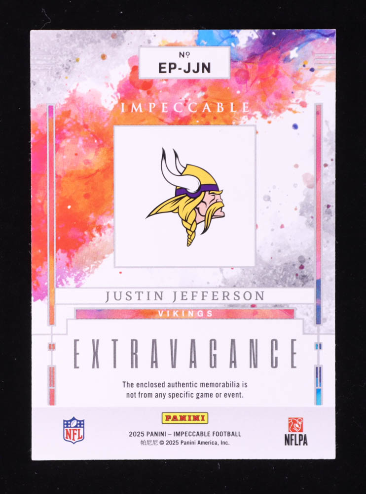 Justin Jefferson 2025 Panini Impeccable Extravagance Patches Gold #11 #06/10 at PristineAuction.com Justin Jefferson 2025 Panini Impeccable Extravagance Patches Gold #11 #06/10 at PristineAuction.com