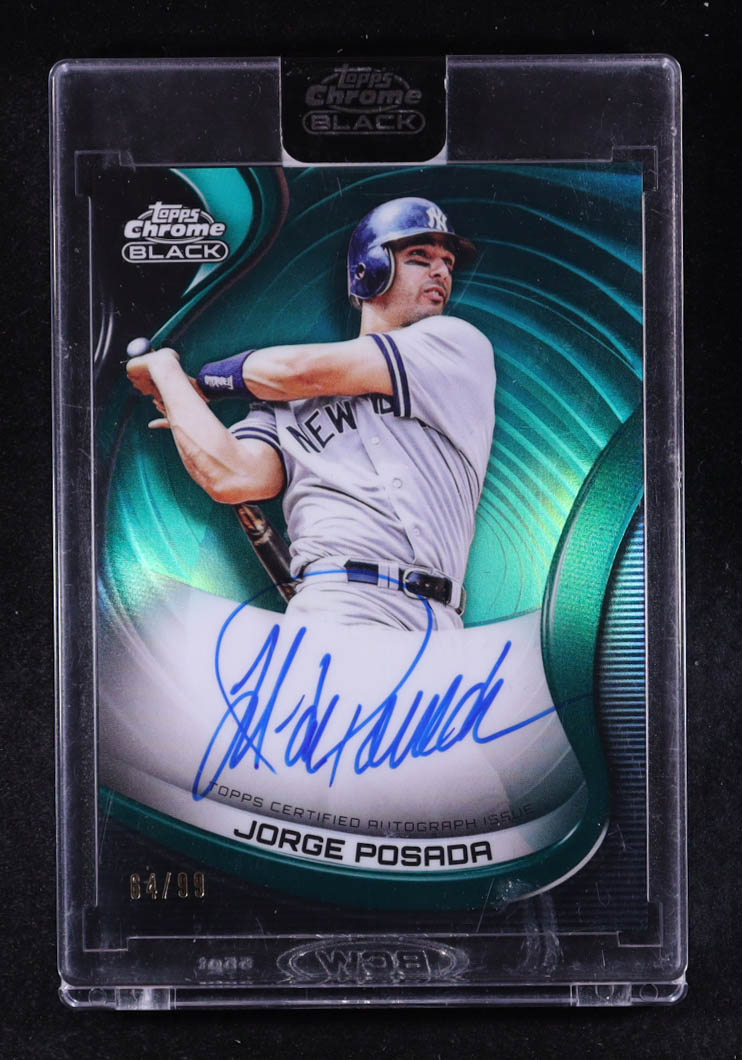 Jorge Posada 2022 Topps Chrome Black Autographs Green Refractors #CBAJP #64/99 at PristineAuction.com Jorge Posada 2022 Topps Chrome Black Autographs Green Refractors #CBAJP #64/99 at PristineAuction.com