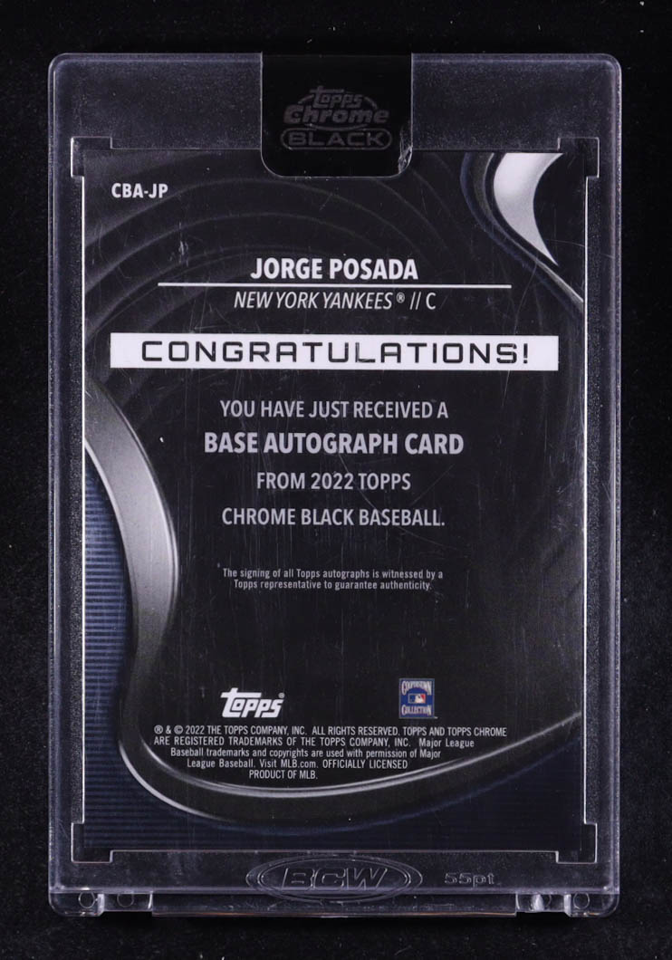 Jorge Posada 2022 Topps Chrome Black Autographs Green Refractors #CBAJP #64/99 at PristineAuction.com Jorge Posada 2022 Topps Chrome Black Autographs Green Refractors #CBAJP #64/99 at PristineAuction.com