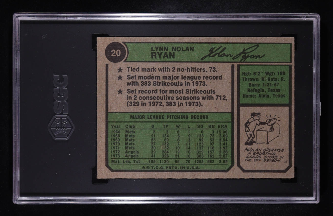 Nolan Ryan 1974 Topps #20 (SGC 6) at PristineAuction.com Nolan Ryan 1974 Topps #20 (SGC 6) at PristineAuction.com