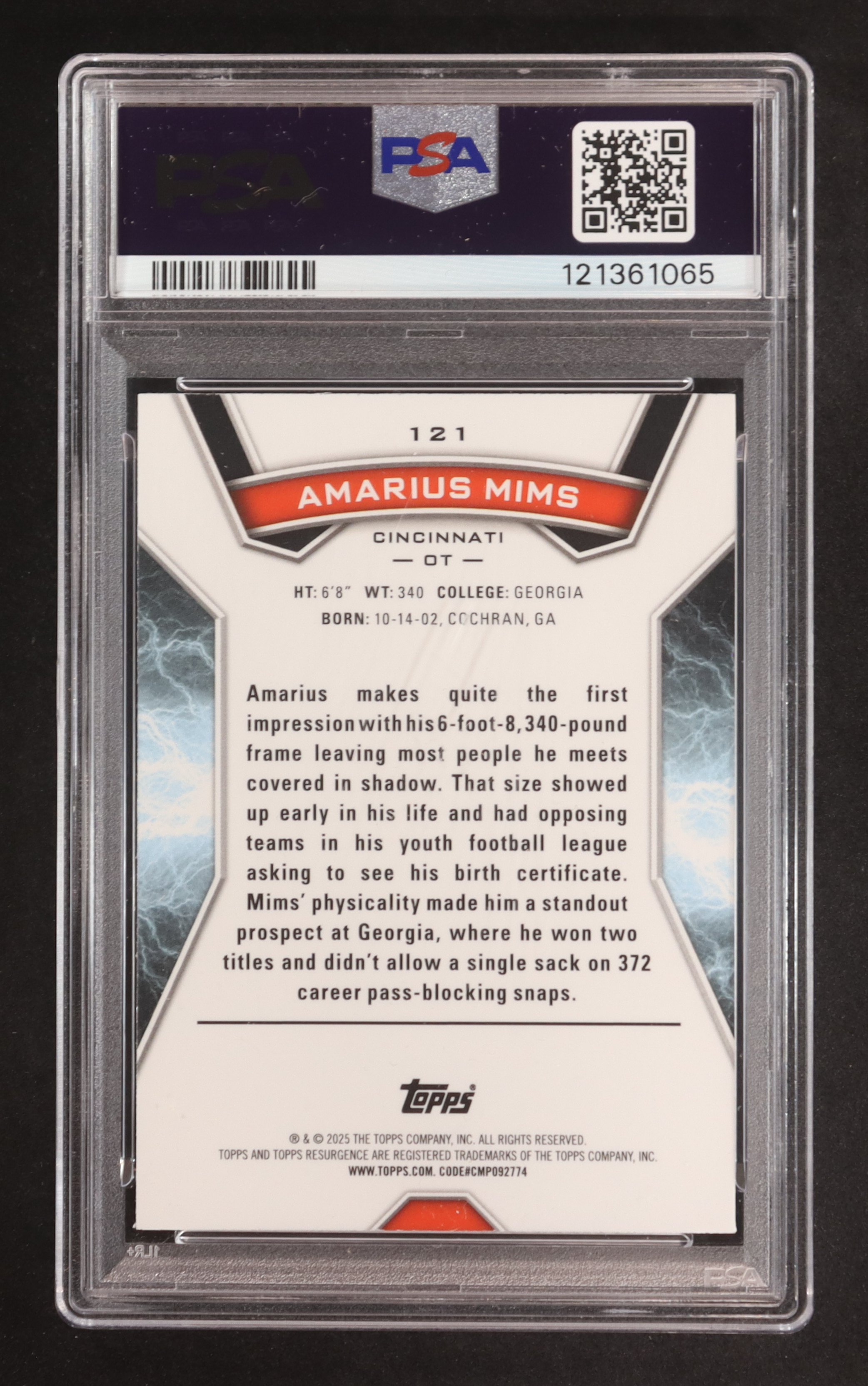 Amarius Mims 2024 Topps Resurgence Purple Surge #121 RC #6/75 (PSA 10) at PristineAuction.com Amarius Mims 2024 Topps Resurgence Purple Surge #121 RC #6/75 (PSA 10) at PristineAuction.com