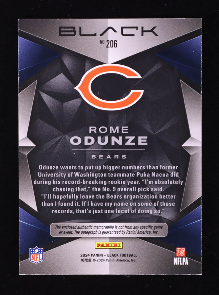 Rome Odunze 2024 Panini Black Citrine #206 JSY AU RC #26/50 at PristineAuction.com Rome Odunze 2024 Panini Black Citrine #206 JSY AU RC #26/50 at PristineAuction.com