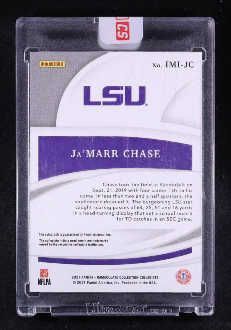 Ja'Marr Chase 2021 Immaculate Collection Collegiate Immaculate Introductions Autographs #3 #33/99 RC at PristineAuction.com Ja'Marr Chase 2021 Immaculate Collection Collegiate Immaculate Introductions Autographs #3 #33/99 RC at PristineAuction.com