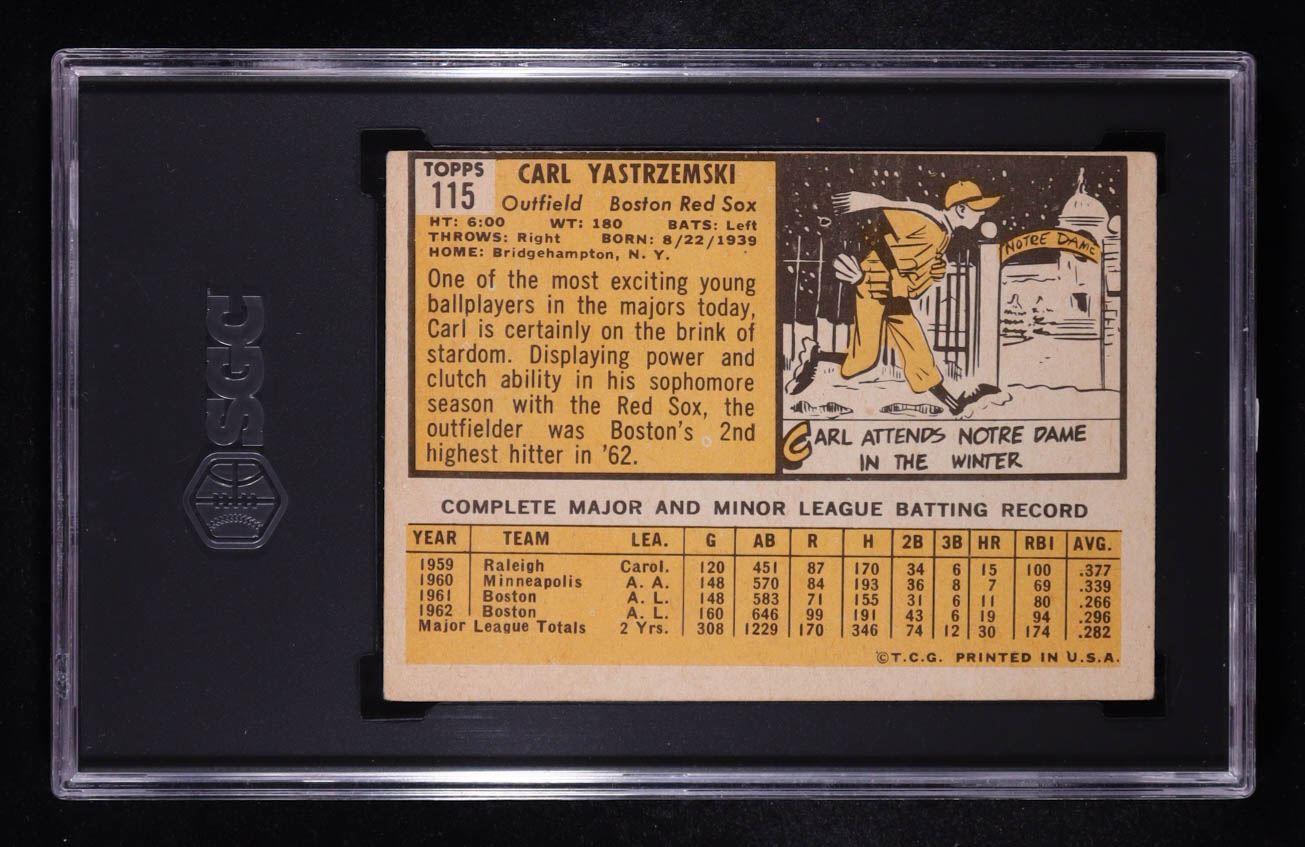 Carl Yastrzemski 1963 Topps #115 (SGC 4) at PristineAuction.com Carl Yastrzemski 1963 Topps #115 (SGC 4) at PristineAuction.com
