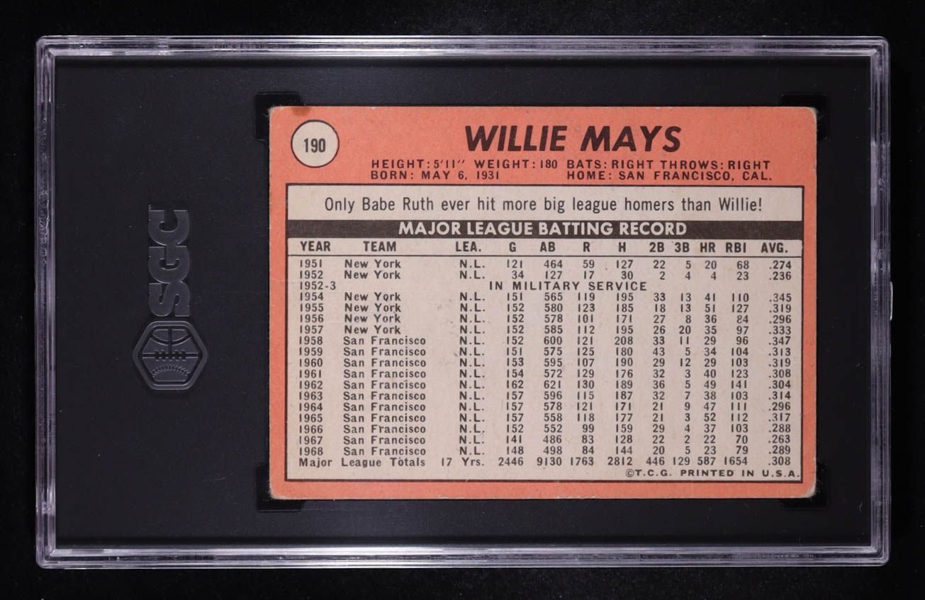 Willie Mays 1969 Topps #190 (SGC 2) at PristineAuction.com Willie Mays 1969 Topps #190 (SGC 2) at PristineAuction.com