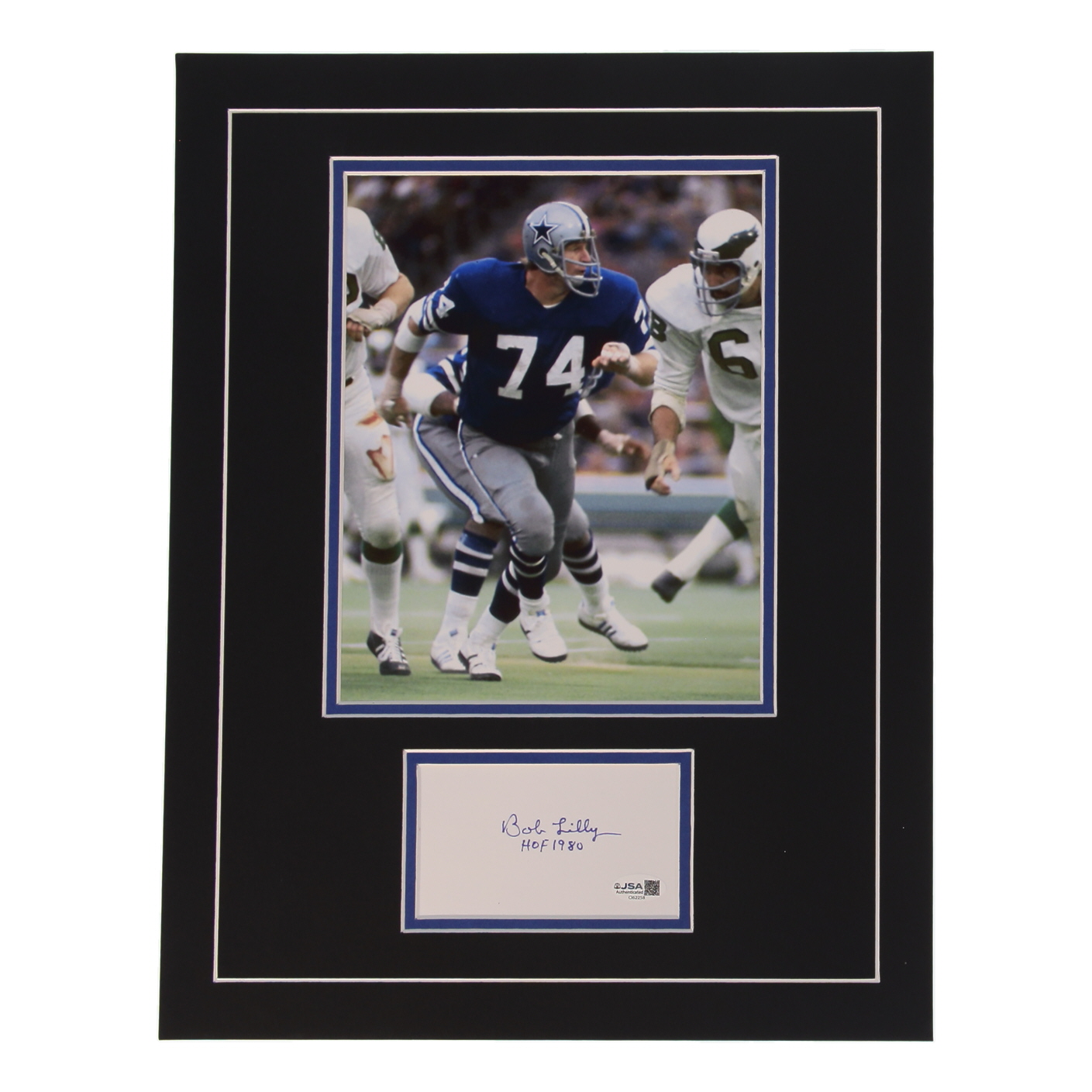 Bob Lilly Signed Cowboys Custom Cut Lithograph Display with Photo Inscribed "HOF 1980" (JSA) at PristineAuction.com Bob Lilly Signed Cowboys Custom Cut Lithograph Display with Photo Inscribed "HOF 1980" (JSA) at PristineAuction.com