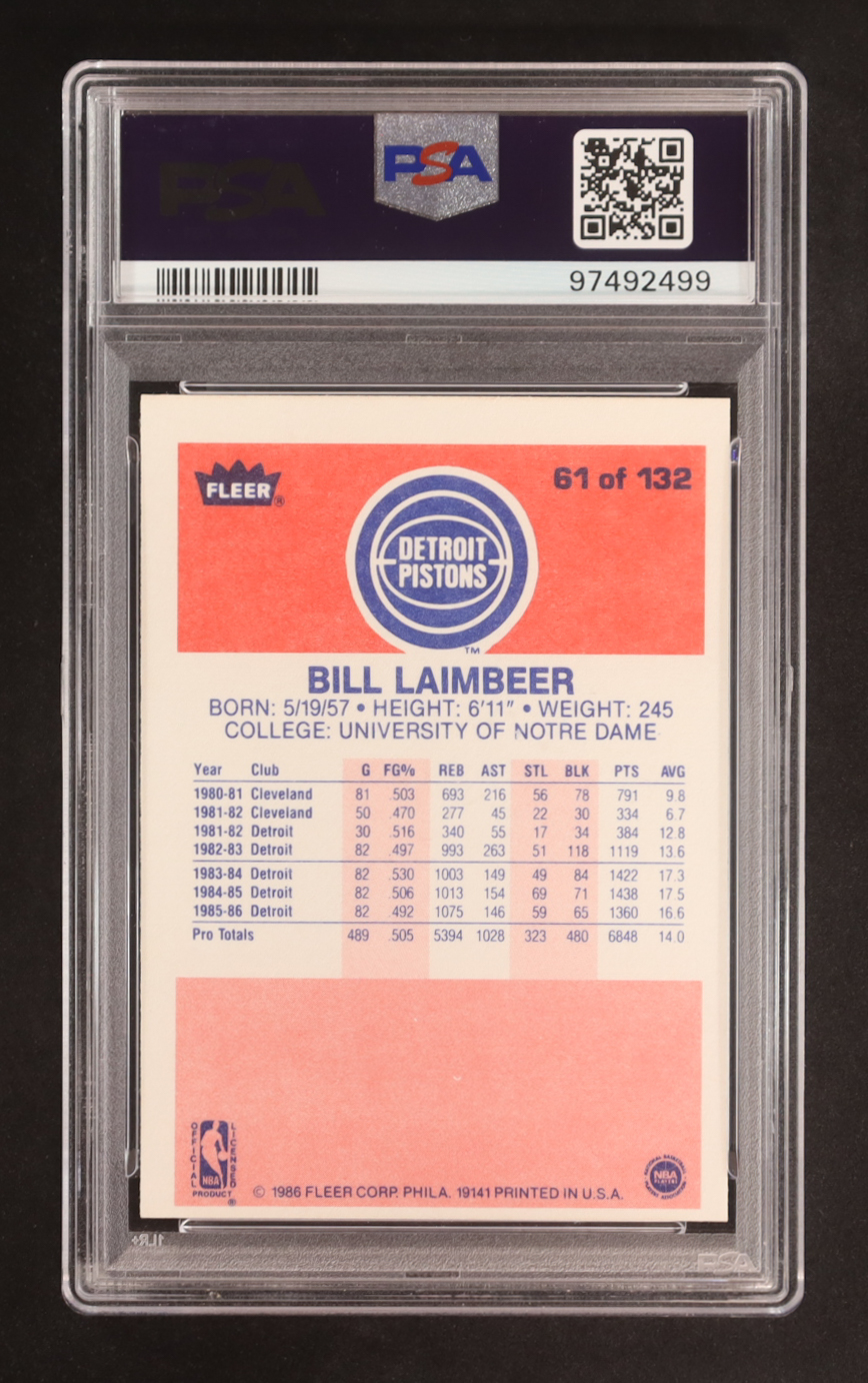 Bill Laimbeer 1986 Fleer #61 (PSA 6) at PristineAuction.com Bill Laimbeer 1986 Fleer #61 (PSA 6) at PristineAuction.com