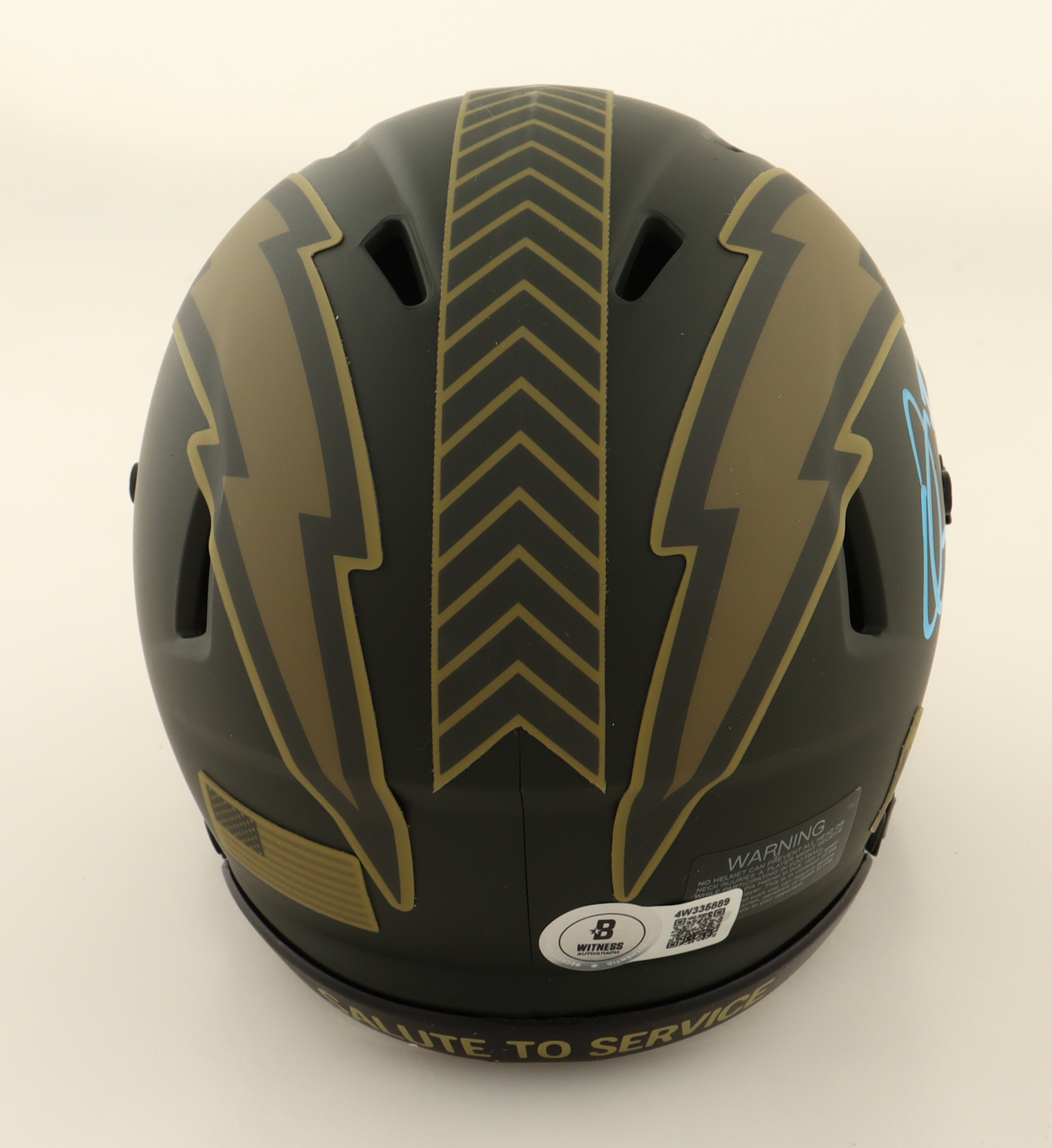 Oronde Gadsden Signed Chargers Salute To Service Alternate Speed Mini Helmet (Beckett) at PristineAuction.com Oronde Gadsden Signed Chargers Salute To Service Alternate Speed Mini Helmet (Beckett) at PristineAuction.com