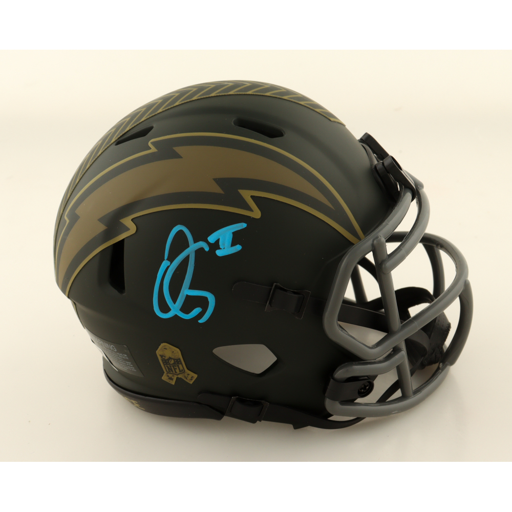 Oronde Gadsden Signed Chargers Salute To Service Alternate Speed Mini Helmet (Beckett) at PristineAuction.com