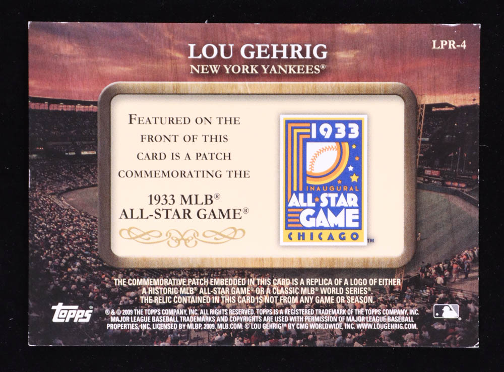 Lou Gehrig 2009 Topps Legends Commemorative Patch #LPR4 / 1933 All-Star Game at PristineAuction.com Lou Gehrig 2009 Topps Legends Commemorative Patch #LPR4 / 1933 All-Star Game at PristineAuction.com