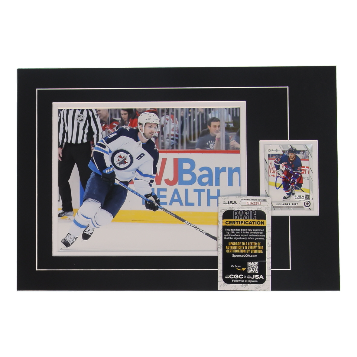 Josh Morrissey Signed Jets Sports Card Custom Lithograph Display with Photo (JSA) at PristineAuction.com Josh Morrissey Signed Jets Sports Card Custom Lithograph Display with Photo (JSA) at PristineAuction.com