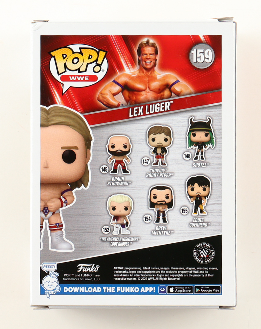 Lex Luger Signed WWE #159 Funko Pop! Vinyl Figure Inscribed "HOF 25" (JSA) at PristineAuction.com Lex Luger Signed WWE #159 Funko Pop! Vinyl Figure Inscribed "HOF 25" (JSA) at PristineAuction.com