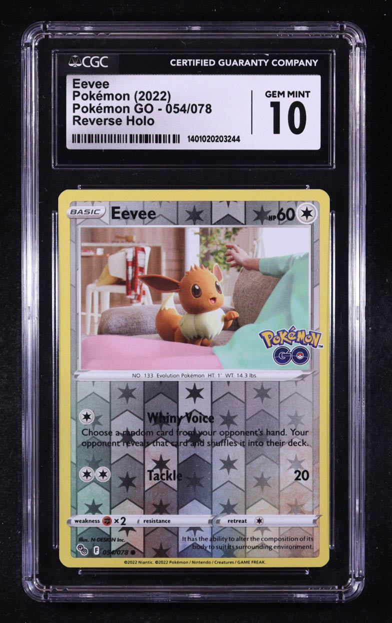 Eevee 2022 Pokemon GO Reverse Foil #054 (CGC 10) at PristineAuction.com Eevee 2022 Pokemon GO Reverse Foil #054 (CGC 10) at PristineAuction.com