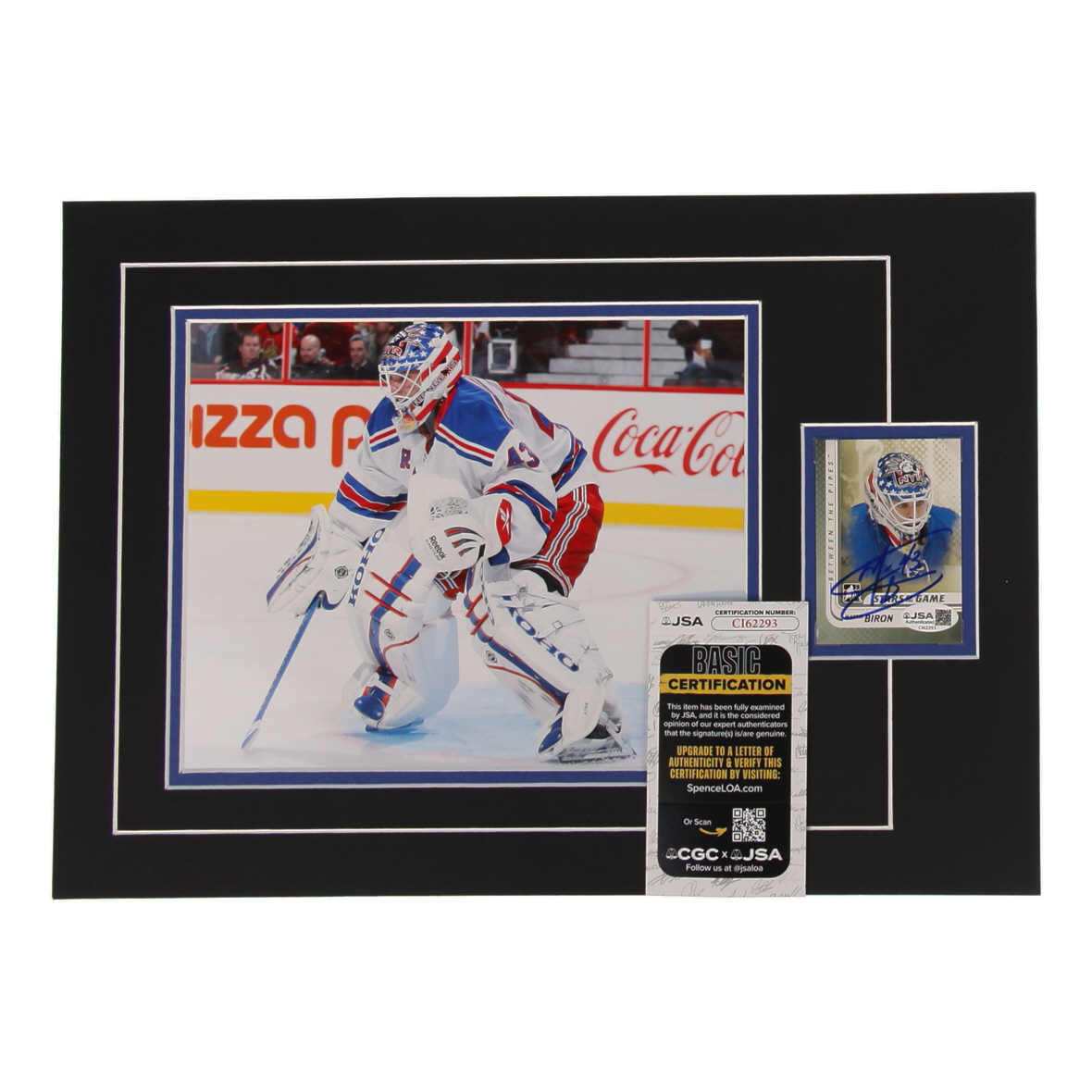 Martin Biron Signed Rangers Sports Card Custom Lithograph Display with Photo (JSA) at PristineAuction.com Martin Biron Signed Rangers Sports Card Custom Lithograph Display with Photo (JSA) at PristineAuction.com
