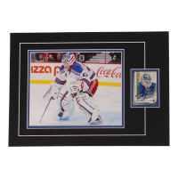 Martin Biron Signed Rangers Sports Card Custom Lithograph Display with Photo (JSA) at PristineAuction.com