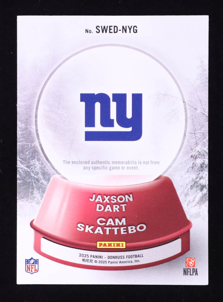 Cam Skattebo / Jaxson Dart 2025 Donruss Rookie Holiday Sweater Dual #3 RC at PristineAuction.com Cam Skattebo / Jaxson Dart 2025 Donruss Rookie Holiday Sweater Dual #3 RC at PristineAuction.com