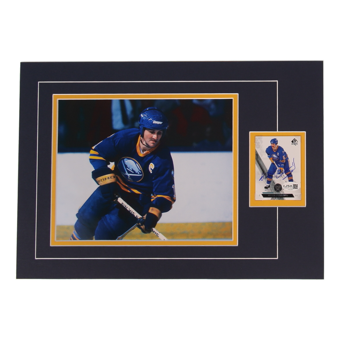 Gilbert Perreault Signed Sabres Sports Card Custom Lithograph Display with Photo (JSA) at PristineAuction.com Gilbert Perreault Signed Sabres Sports Card Custom Lithograph Display with Photo (JSA) at PristineAuction.com