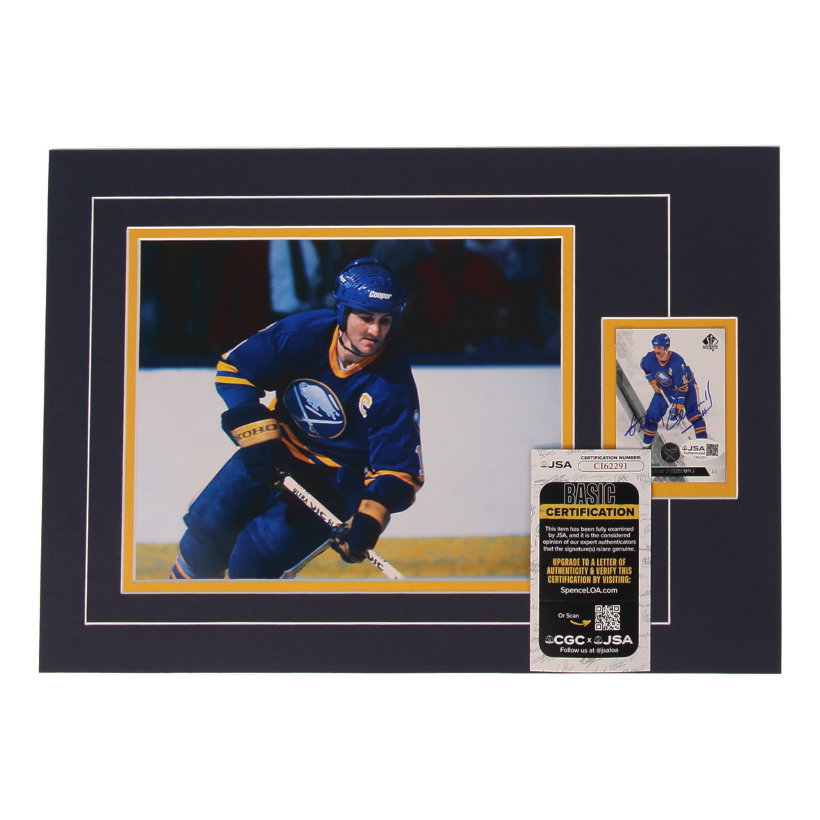 Gilbert Perreault Signed Sabres Sports Card Custom Lithograph Display with Photo (JSA) at PristineAuction.com Gilbert Perreault Signed Sabres Sports Card Custom Lithograph Display with Photo (JSA) at PristineAuction.com