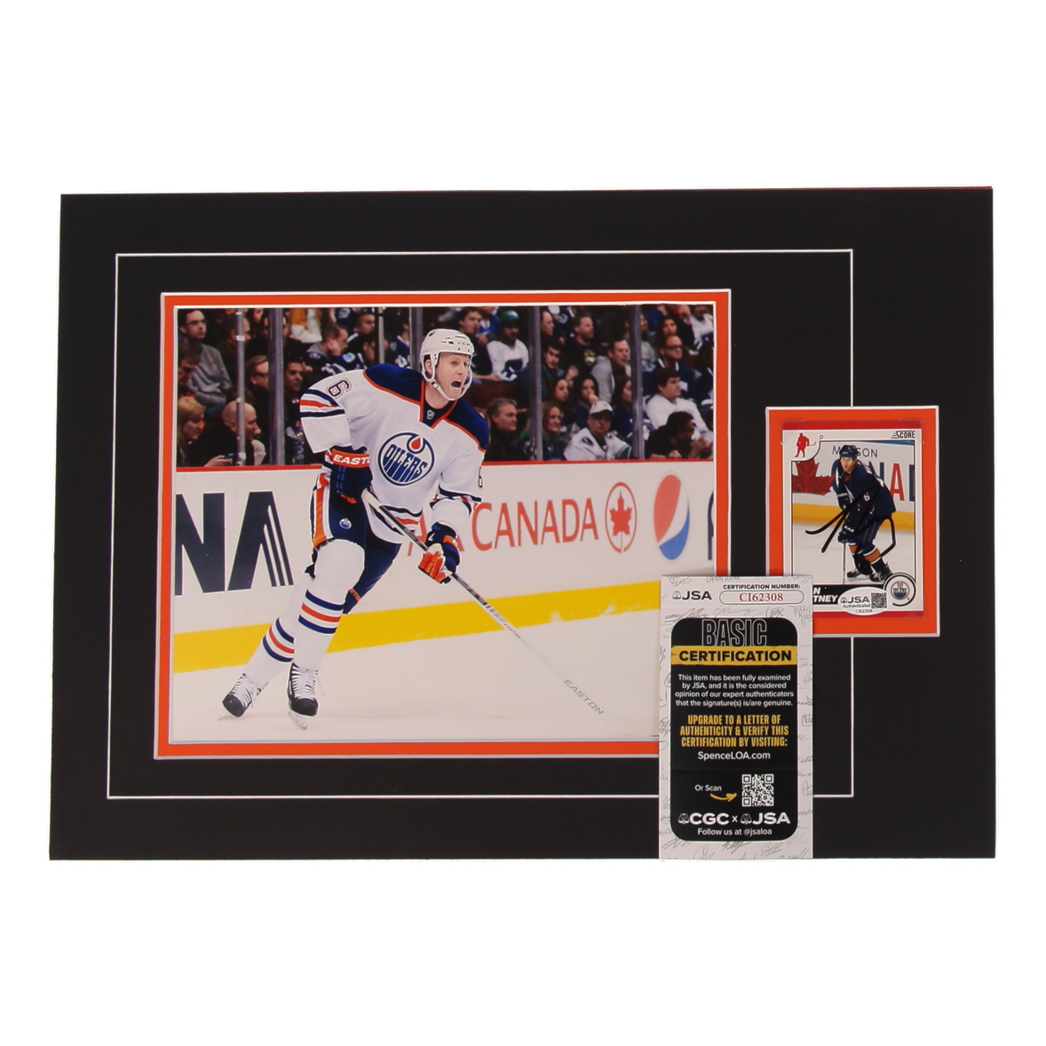 Ryan Whitney Signed Oilers Sports Card Custom Lithograph Display with Photo (JSA) at PristineAuction.com Ryan Whitney Signed Oilers Sports Card Custom Lithograph Display with Photo (JSA) at PristineAuction.com