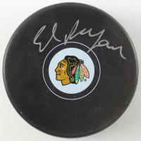 Ed Belfour Signed Blackhawks Logo Hockey Puck (Schwartz) at PristineAuction.com