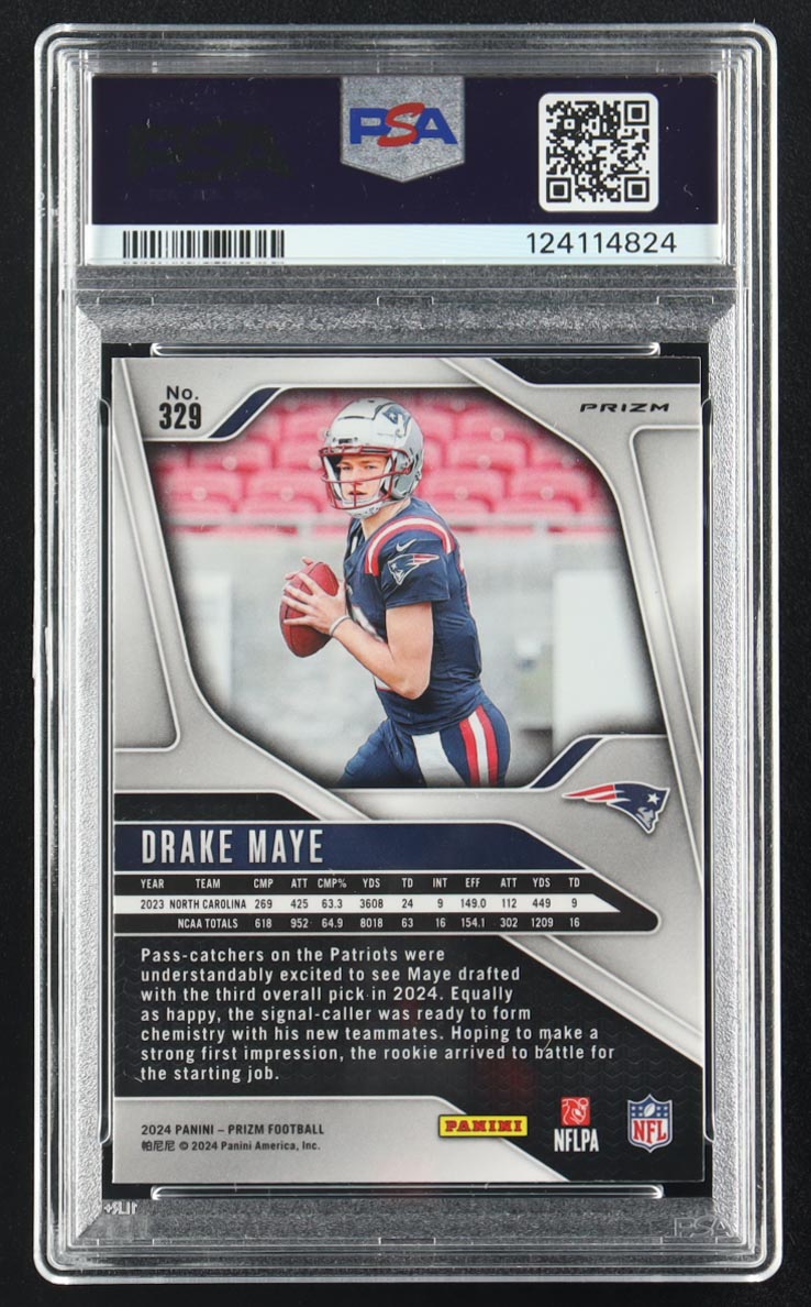 Drake Maye 2024 Panini Prizm Green Wave #329 RC (PSA 10) at PristineAuction.com Drake Maye 2024 Panini Prizm Green Wave #329 RC (PSA 10) at PristineAuction.com