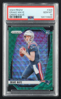 Drake Maye 2024 Panini Prizm Green Wave #329 RC (PSA 10) at PristineAuction.com