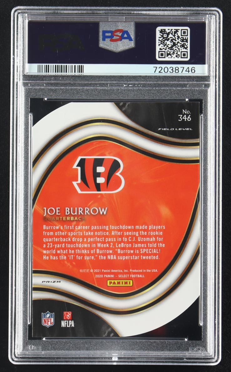 Joe Burrow 2020 Panini Select Die-Cut Blue Prizm #346 RC (PSA 10) at PristineAuction.com Joe Burrow 2020 Panini Select Die-Cut Blue Prizm #346 RC (PSA 10) at PristineAuction.com