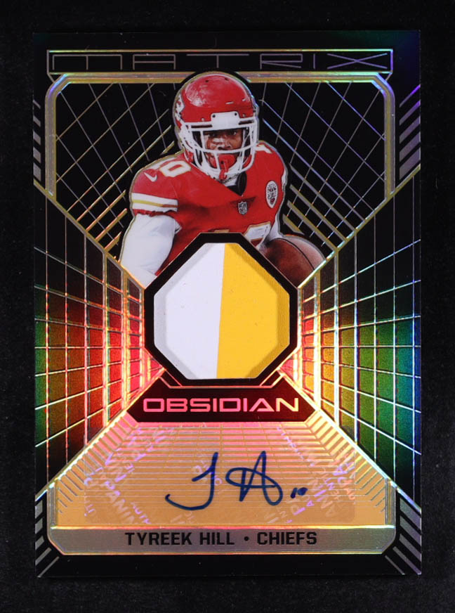 Tyreek Hill 2018 Panini Obsidian Matrix Material Autographs Electric Etch Orange #12 #20/25 at PristineAuction.com Tyreek Hill 2018 Panini Obsidian Matrix Material Autographs Electric Etch Orange #12 #20/25 at PristineAuction.com