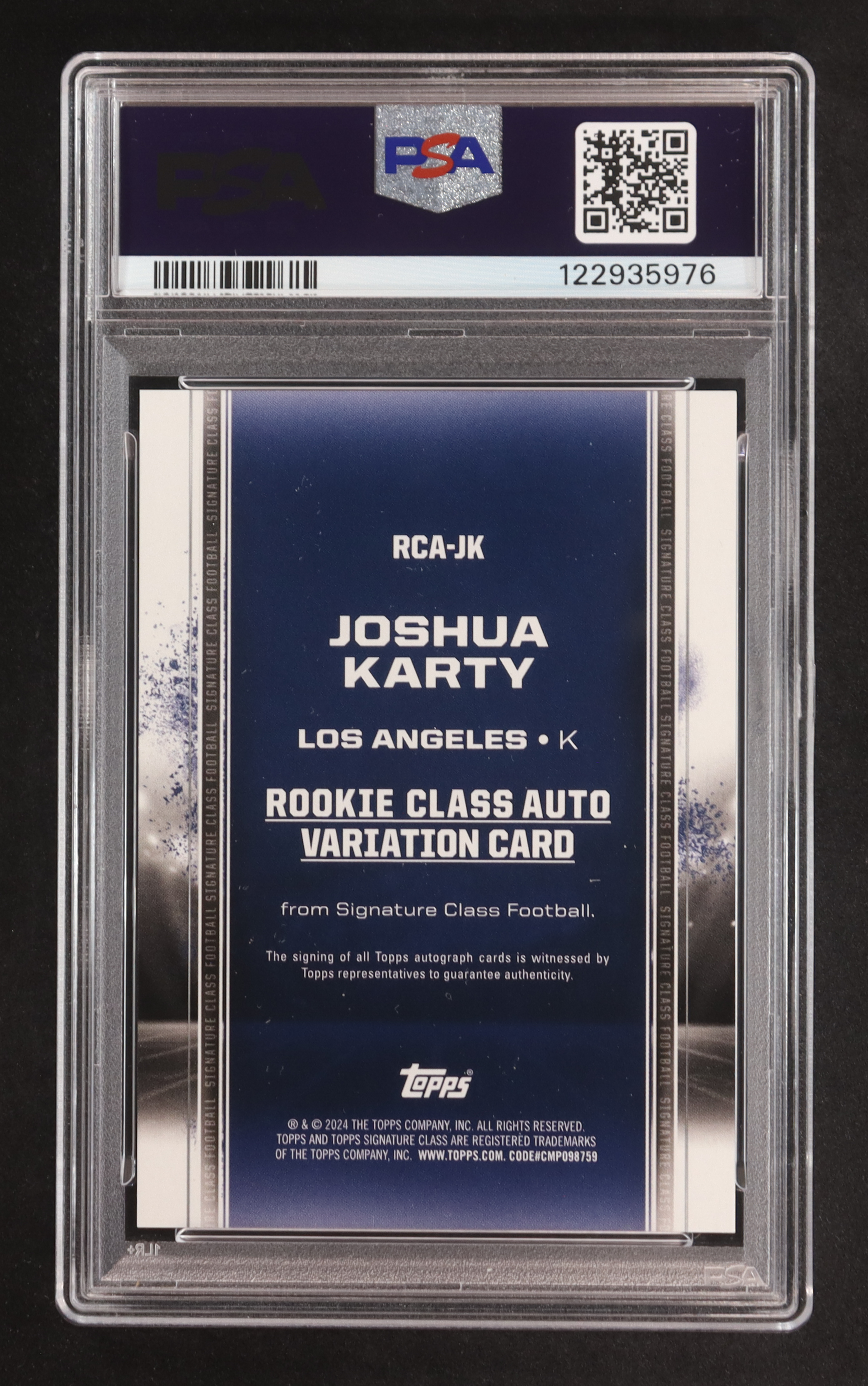 Joshua Karty 2024 Topps Signature Class Rookie Autographs #RCA-JK CLASS I RC (PSA 8 | Autograph Graded PSA 10) at PristineAuction.com Joshua Karty 2024 Topps Signature Class Rookie Autographs #RCA-JK CLASS I RC (PSA 8 | Autograph Graded PSA 10) at PristineAuction.com