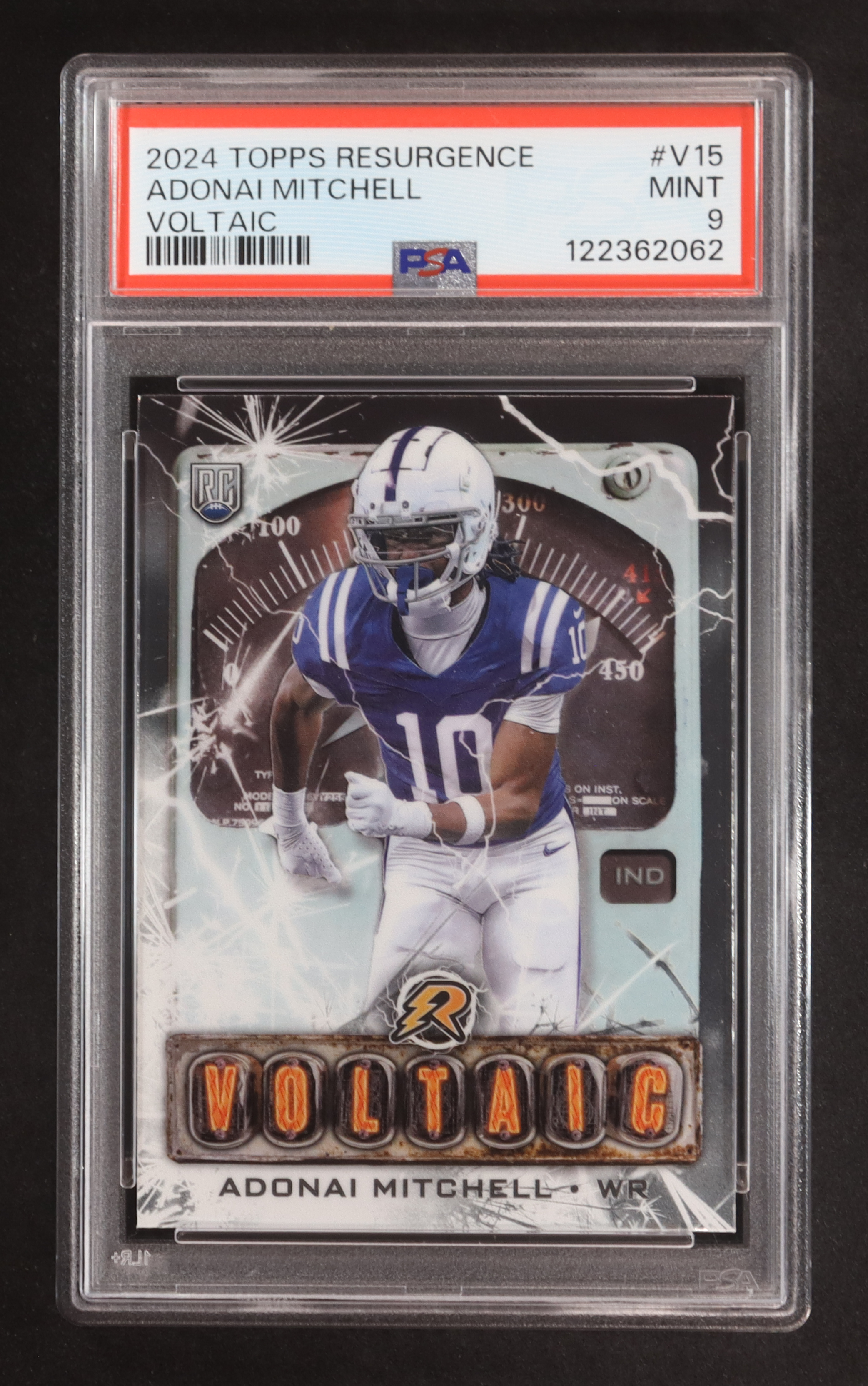 Adonai Mitchell 2024 Topps Resurgence Voltaic #V15 RC (PSA 9) at PristineAuction.com Adonai Mitchell 2024 Topps Resurgence Voltaic #V15 RC (PSA 9) at PristineAuction.com