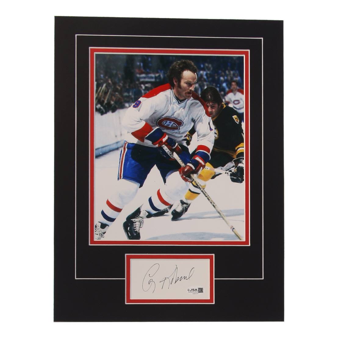 Larry Robinson Signed Canadiens Custom Cut Lithograph Display with Photo (JSA) at PristineAuction.com Larry Robinson Signed Canadiens Custom Cut Lithograph Display with Photo (JSA) at PristineAuction.com