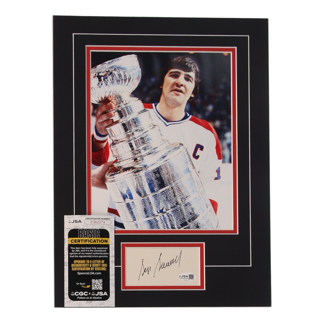 Serge Savard Signed Canadiens Custom Cut Lithograph Display with Photo (JSA) at PristineAuction.com Serge Savard Signed Canadiens Custom Cut Lithograph Display with Photo (JSA) at PristineAuction.com