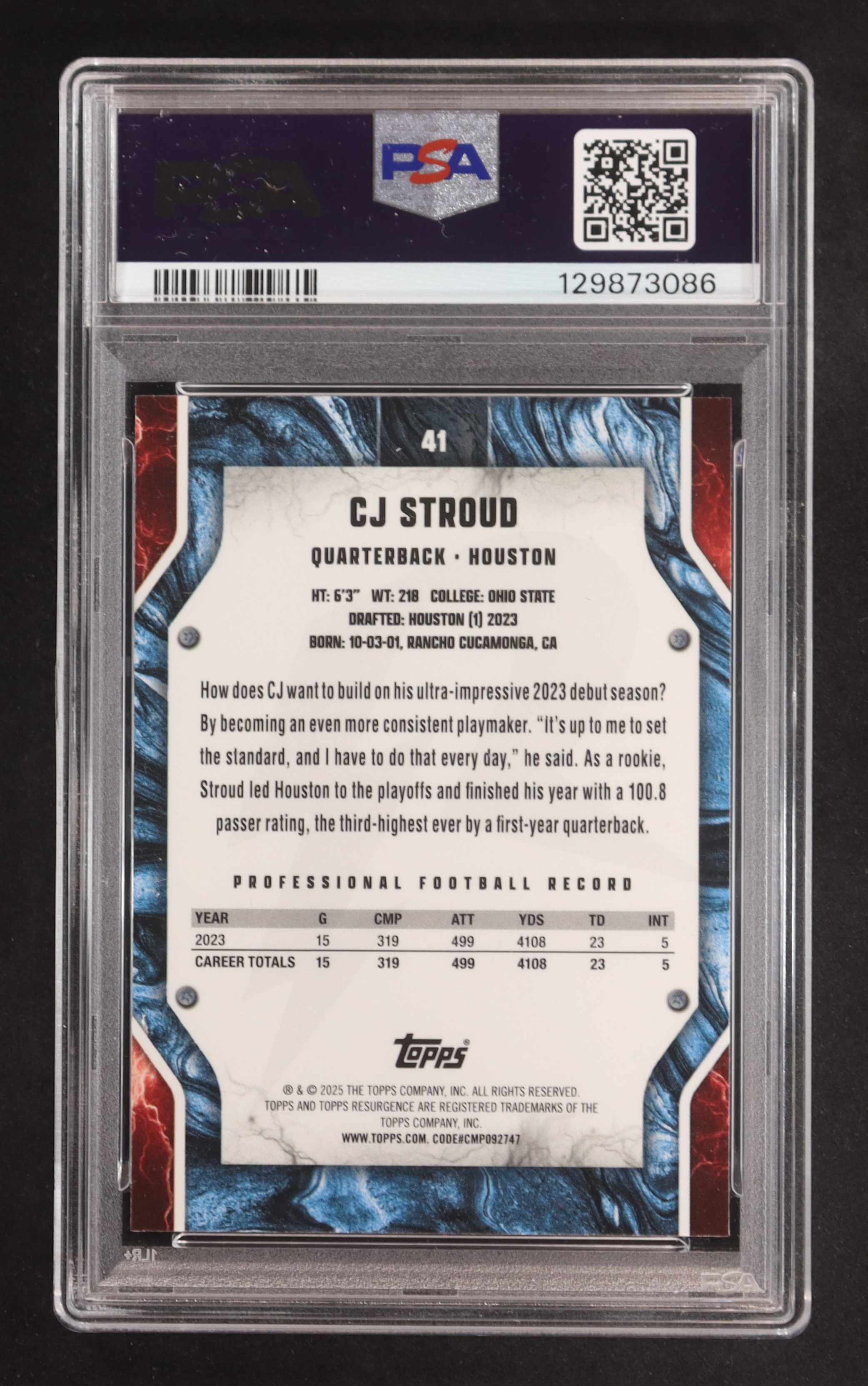 CJ Stroud 2024 Topps Resurgence Navy Surge #41 #211/275 (PSA 10) at PristineAuction.com CJ Stroud 2024 Topps Resurgence Navy Surge #41 #211/275 (PSA 10) at PristineAuction.com