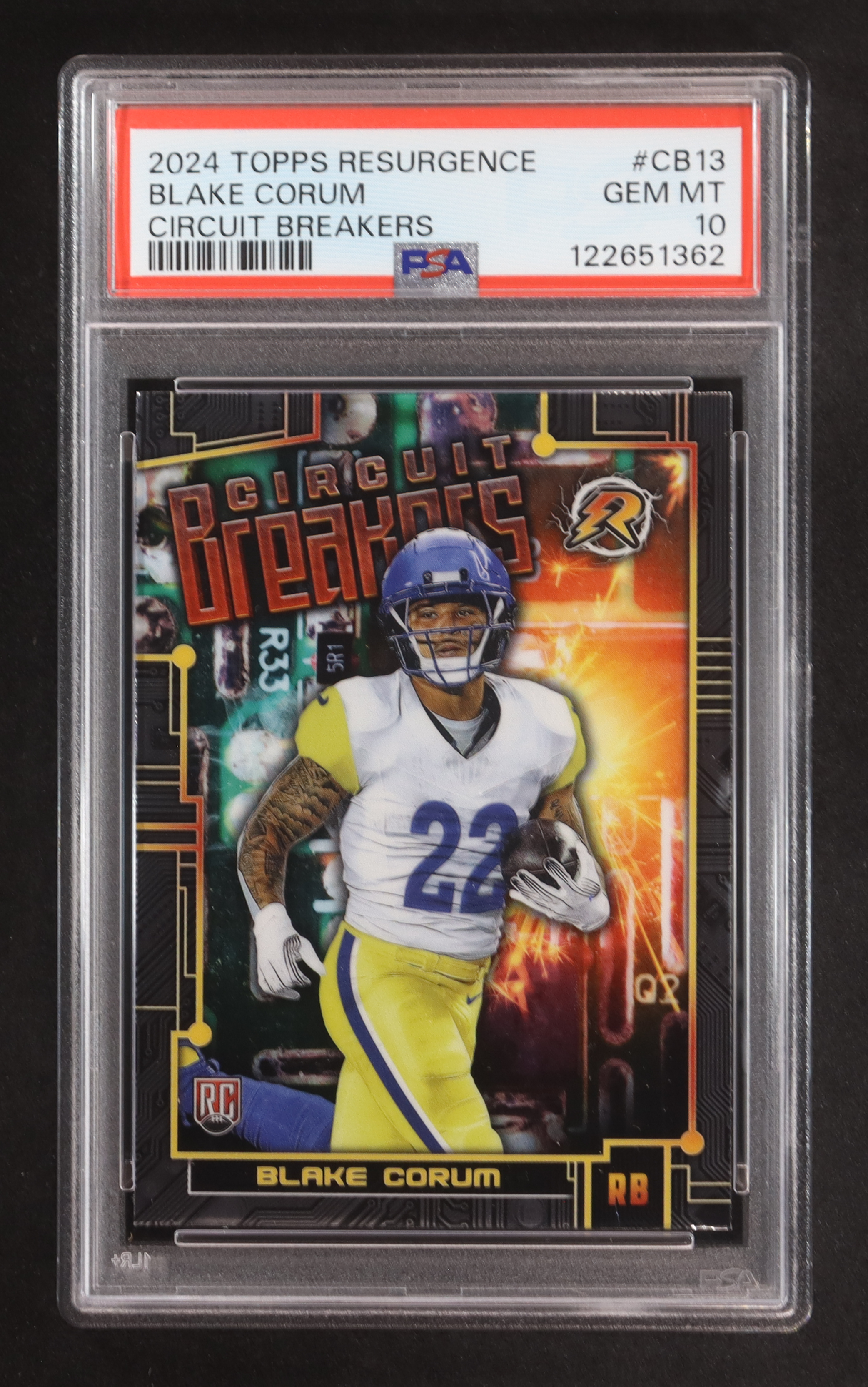 Blake Corum 2024 Topps Resurgence Circuit Breakers #CB13 RC (PSA 10) at PristineAuction.com Blake Corum 2024 Topps Resurgence Circuit Breakers #CB13 RC (PSA 10) at PristineAuction.com