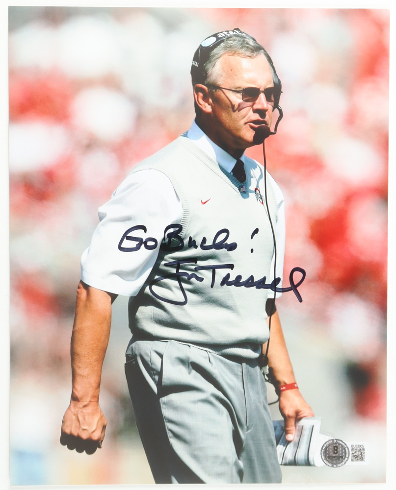 Jim Tressel Signed Ohio State Buckeyes 8x10 Photo Inscribed "Go Bucks!" (Beckett) at PristineAuction.com Jim Tressel Signed Ohio State Buckeyes 8x10 Photo Inscribed "Go Bucks!" (Beckett) at PristineAuction.com