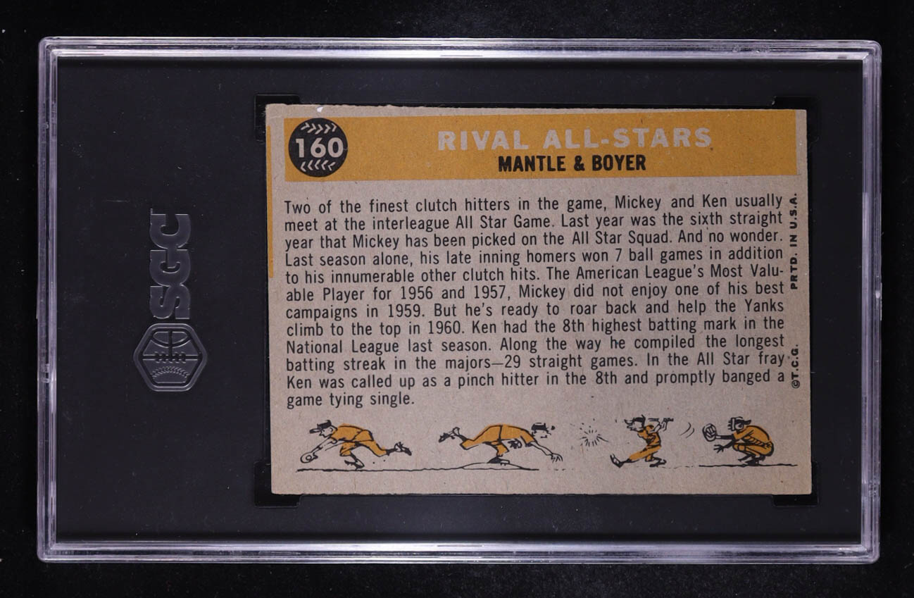 Mickey Mantle / Ken Boyer 1960 Topps #160 Rival All-Stars (SGC 4) at PristineAuction.com Mickey Mantle / Ken Boyer 1960 Topps #160 Rival All-Stars (SGC 4) at PristineAuction.com