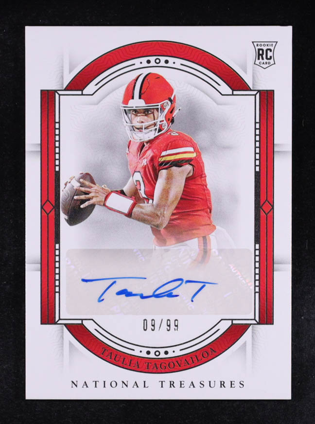 Taulia Tagovailoa 2024 Panini National Treasures Collegiate Rookie Signatures #23 #09/99 RC at PristineAuction.com Taulia Tagovailoa 2024 Panini National Treasures Collegiate Rookie Signatures #23 #09/99 RC at PristineAuction.com
