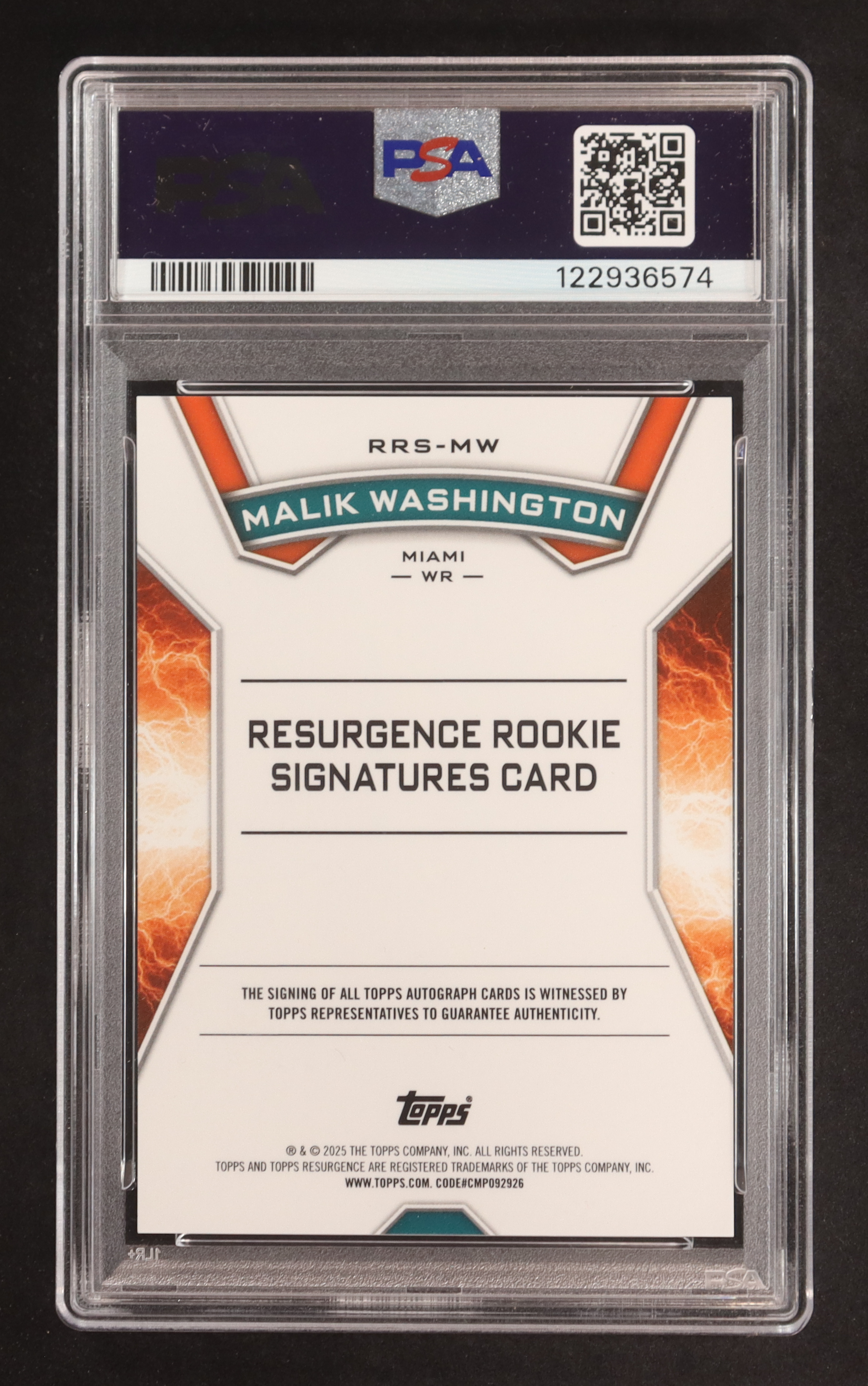 Malik Washington 2024 Topps Resurgence Resurgence Rookie Signatures #RRSMW RC (PSA 9 | Autograph Graded PSA 10) at PristineAuction.com Malik Washington 2024 Topps Resurgence Resurgence Rookie Signatures #RRSMW RC (PSA 9 | Autograph Graded PSA 10) at PristineAuction.com