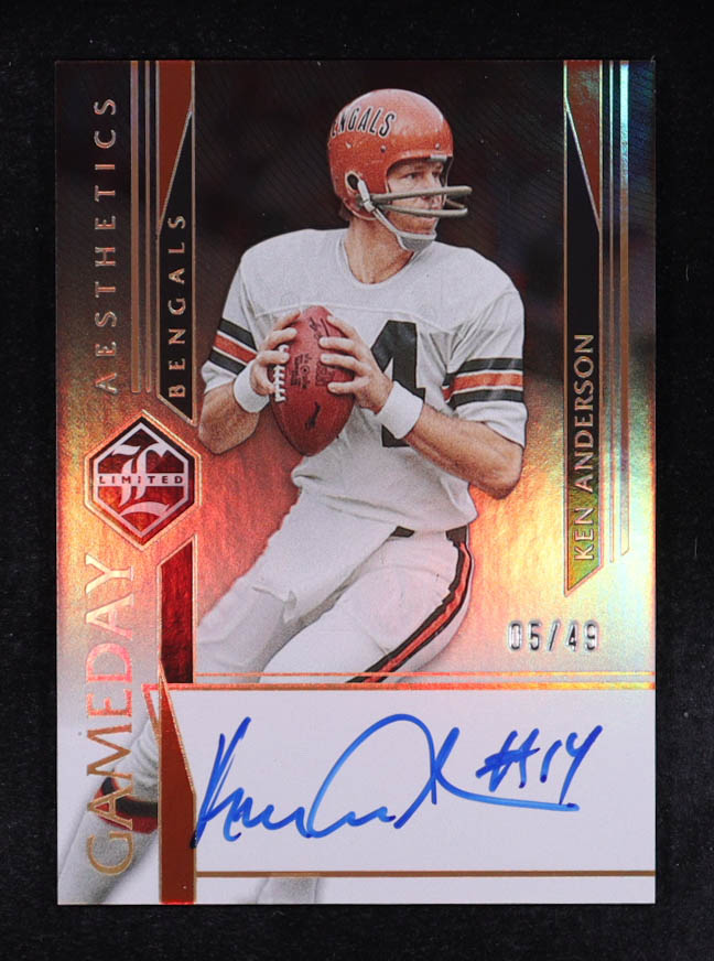 Ken Anderson 2023 Limited Gameday Aesthetics Autographs Gold Spotlight #6 #05/49 at PristineAuction.com Ken Anderson 2023 Limited Gameday Aesthetics Autographs Gold Spotlight #6 #05/49 at PristineAuction.com