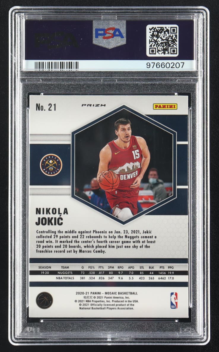 Nikola Jokic 2020 Mosaic Mosaic Gold Wave #21 (PSA 10) at PristineAuction.com Nikola Jokic 2020 Mosaic Mosaic Gold Wave #21 (PSA 10) at PristineAuction.com
