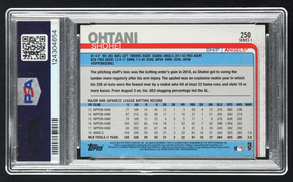 Shohei Ohtani 2019 Topps #250 (PSA 10) at PristineAuction.com Shohei Ohtani 2019 Topps #250 (PSA 10) at PristineAuction.com