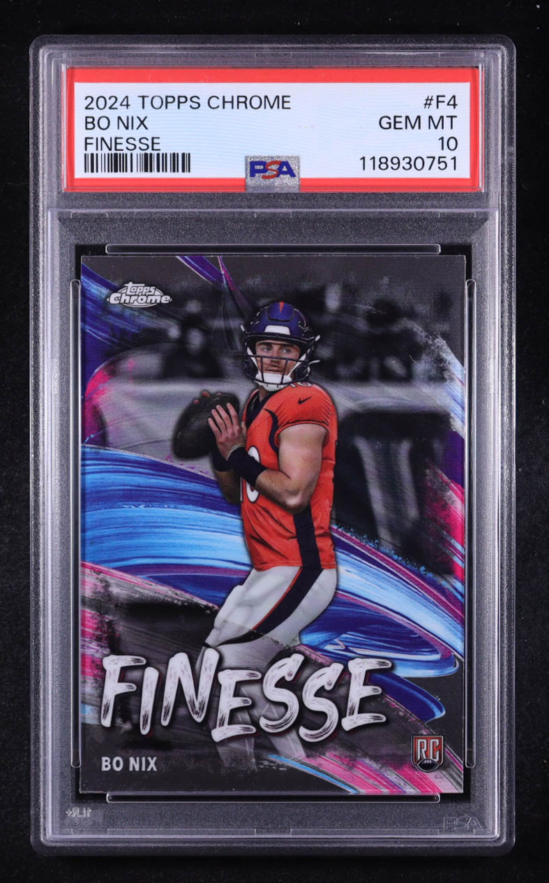 Bo Nix 2024 Topps Chrome Finesse #F4 RC (PSA 10) at PristineAuction.com Bo Nix 2024 Topps Chrome Finesse #F4 RC (PSA 10) at PristineAuction.com